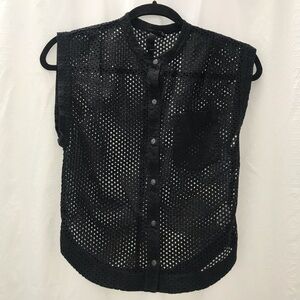 Edun Black Eyelet Shirt Size XS